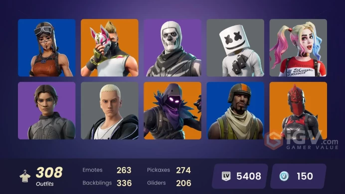 [PC/PSN/XBOX] 308 skins | Renegade Raider | Aerial Assault Trooper | Gold Midas | Leon S. Kennedy | Tart Tycoon | Zeus | Hybrid | 150 VB