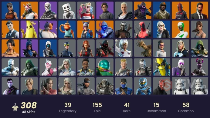 [PC/PSN/XBOX] 308 skins | Renegade Raider | Aerial Assault Trooper | Gold Midas | Leon S. Kennedy | Tart Tycoon | Zeus | Hybrid | 150 VB