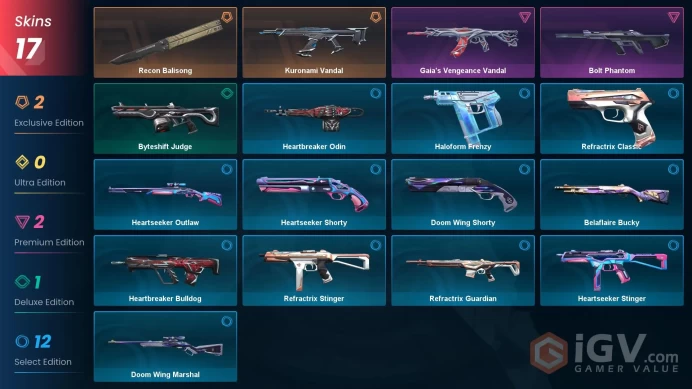 EU 11 skins | Kuronami Vandal | Recon Balidsong | Bolt Phantom | Gaia's Vengeance Vandal | Byteshift Judge | Refractrix Stinger | V0009