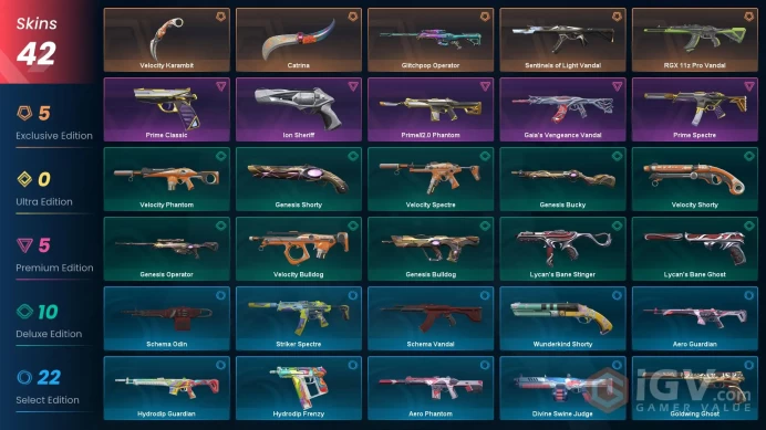 EU [ 42 TOP SKINS + 2 KNIFE ] RGX 11z Pro Vandal + Sentinels of Light Vandal + Ion Sheriff + Gaia's Vengeance Vandal / full acces