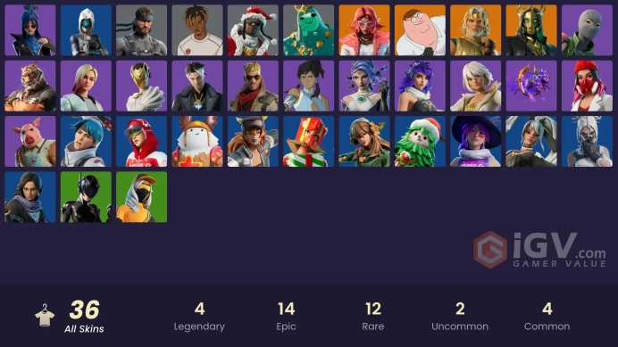 [PC/PSN/XBOX] 36 skins | Jabba Switchway | Lina Scorch | Burning Ambition Valeria | Fancy Peter Griffin (No Hat)LRR247