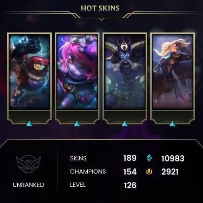 EUW UNK- 189SKIN-150CHAMP-3K RP- HANDMADE-2015ACC