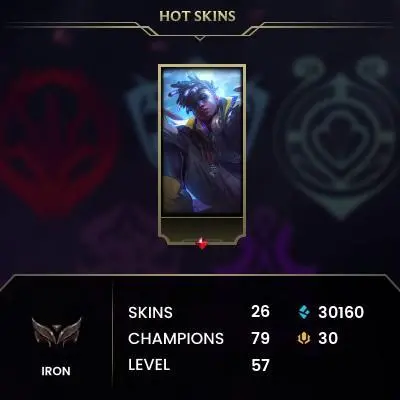 EUW -(S16) IRON 1(56LP) - 79 Champ - 26 Good Skins(2 Legendary, 17 Epic) - 30.1K BE - S11 ACC - FULL ACCES - LIFETIME WARRANTY - CHEAP
