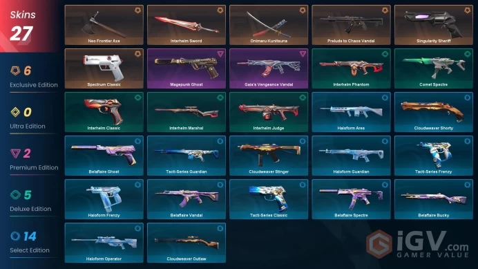 EU/TR | Premium Skins | Neo Frontier Axe + Onimaru Kunitsuna + Prelude Chaos Vandal + Gaia Vengeance + Spectrum Classic + Singularity | FA