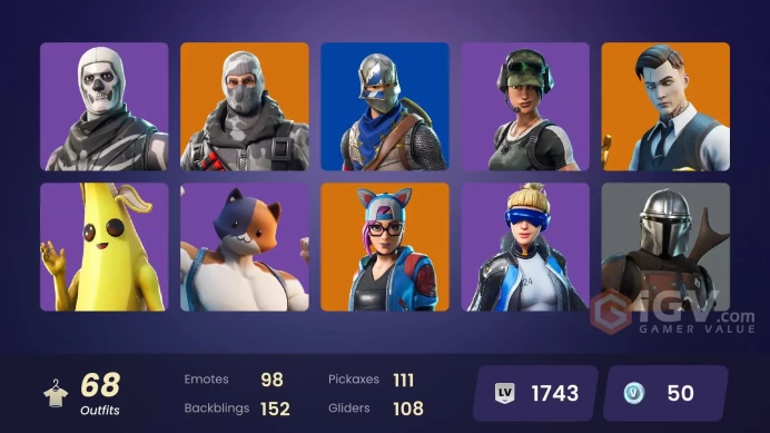 68 SKINS + FLOSS + ROYALE KNIGHT + BLUE SQUIRE + GOLD MIDAS + MAKO + STW OLD + HAVOC + NEO VERSA + TAKE THE L + SKULL TROOPER