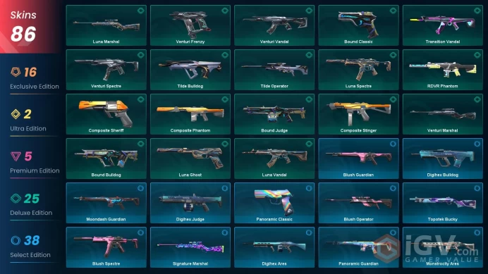EU/TUR 58850 vp Onimaru Kunitsuna Reaver Karambit RGX 11z Pro Firefly Prime Vandal Prelude to Chaos Vandal Origin Vandal RGX 11z Pro Blade