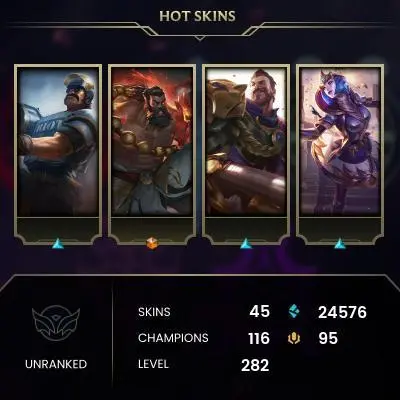 【EUW】Level 282    116 Champ/ 45 Skins   Full Access  High Quality Account  Instant Delivery️