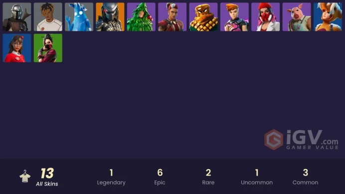 [PC/XBOX/PSN/SWITCH] 13 skins | Predator | Mandalorian | Polar Peely | Slayer Juice WRLD | Mancake | Reese | Pig the Butcher | Yulejacket |