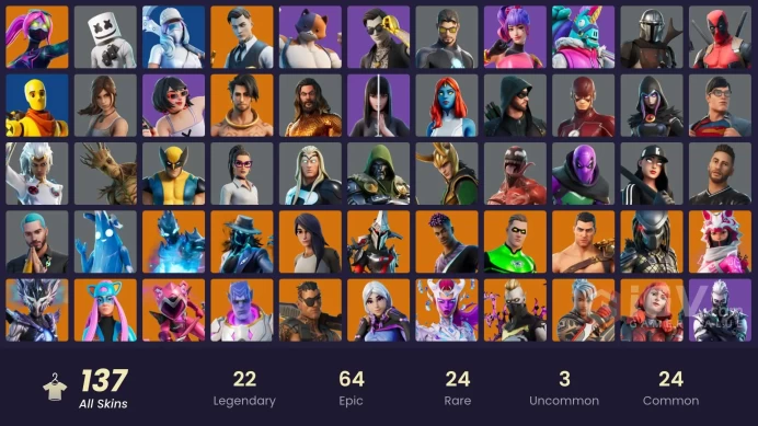 [PC/XBOX/PSN/SWITCH] 137 skins | Gold Midas | Gold Brutus | Snake Eyes | Point Patroller | Tart Tycoon | Grind | Hangtime | Clutch |