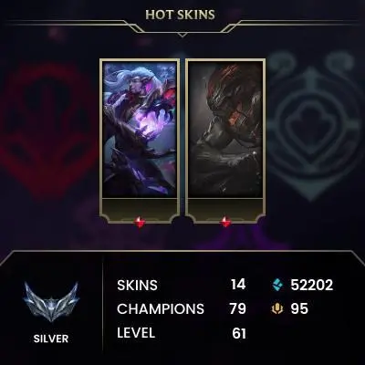 EUW / SILVER 1(60LP) %100WR/ 79 Champ / 14 Good Skins(2 Legendary, 3 Epic) / 52.2K BE / S12 ACC / 61 LVL / FULL ACCES / HANDMADE / CHEAP