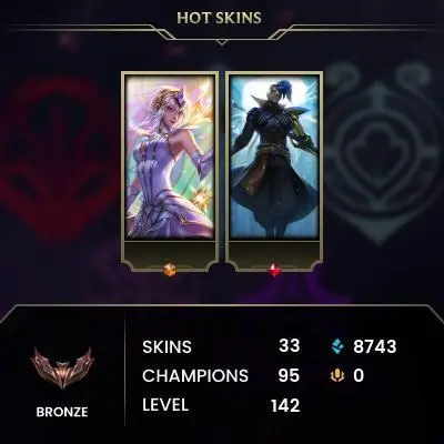 EUW -(S16) BRONZE 2(60LP) 95 Champ - 33 Good Skins(1 Ultimate , 2 Legendary, 21 Epic) - 8.7K BE - S10 ACC - FULL ACCES  - CHEAP