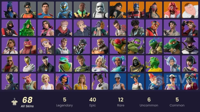 [PC] 68 skins | IKONIK | FNCS Renegade | Kado Thorne | Valeria | Optimus Prime | Peter Griffin | Era | First Order Stormtrooper | 50 VB