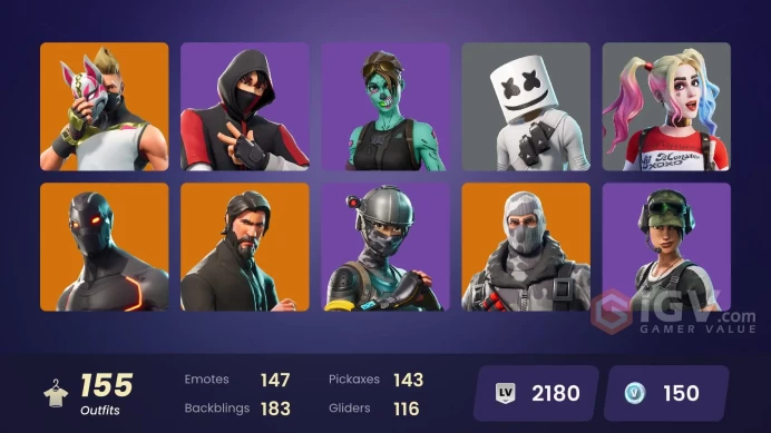 [PC] 155 skins | IKONIK | The Reaper | Elite Agent | Rogue Agent | Havoc | The Champion | Trailblazer | Sub Commander | Ruin | Midas | 150 VB