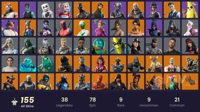 [PC] 155 skins | IKONIK | The Reaper | Elite Agent | Rogue Agent | Havoc | The Champion | Trailblazer | Sub Commander | Ruin | Midas | 150 VB