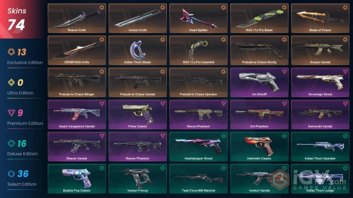 EU | 74 skins | Last Rank Diamond 2 | RGX 11z Pro Karambit | Reaver Knife | XERØFANG Knife | RGX 11z Pro Blade | Blade of Chaos | U8460