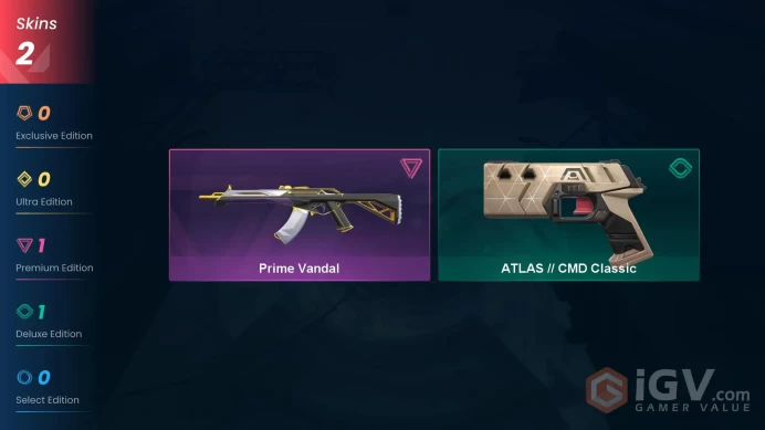 EU | 2 skins | Prime Vandal | ATLAS // CMD Classic | J2625