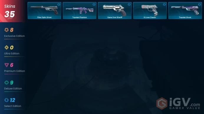 EU | 35 skins | EX.O Vandal | Prime//2.0 Karambit | Araxys Vandal | Nocturnum Phantom | Kuronami Spectre | Prime Vandal | Tilde Knife | C7465