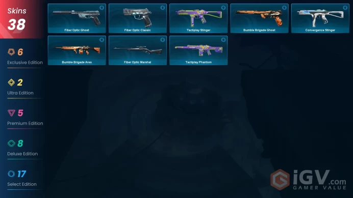 EU | 38 skins | Radiant Entertainment System Phantom | Evori Dreamwings Vandal | Kuronami Vandal | Prime//2.0 Karambit | D8526
