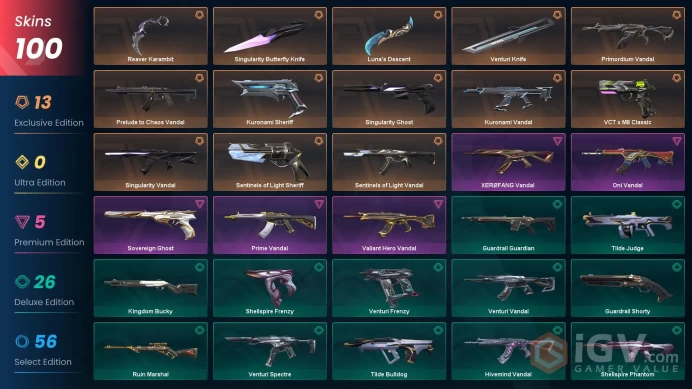 EU | Reaver Karambit, Kuronami Vandal, Primordium Vandal, Prelude to Chaos Vandal, Valiant Hero Vandal, XERØFANG Vandal, Kuronami Sheriff
