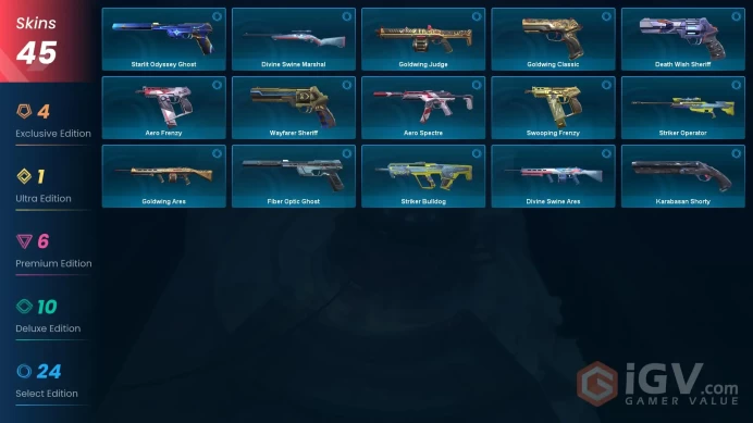 Latam | Yoru's Stylish Butterfly Comb, Elderflame Vandal, Glitchpop Phantom, Recon Spectre, Sovereign Ghost, Forsaken Operator, Origin Vandal
