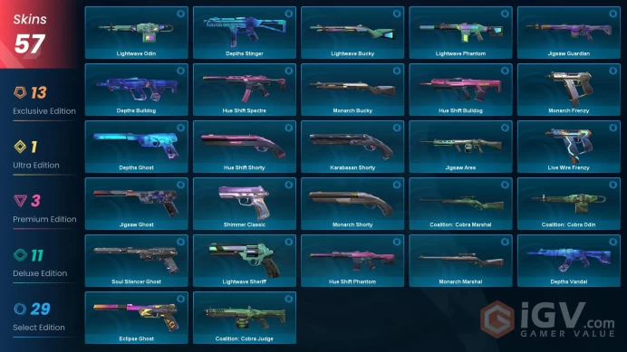 Latam | Kuronami Bundle, Prelude to Chaos Vandal, Reaver Vandal, Sentinels Vandal, Protocol 781-A Phantom, Glitchpop Phantom, Gaia's Ghost