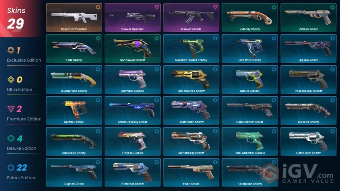 EU Full Access | 29 Skins Reaver Vandal + Spectrum Phantom + Reaver Operator + more | Iron 3 Last Rank