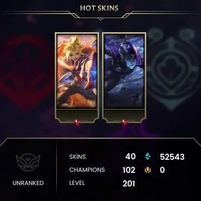 【EUW】Level 201    102 Champ/ 40 Skins   Full Access   High Quality Account  Instant Delivery️