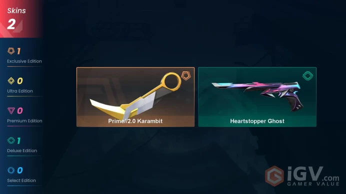 EU | 2 skins | Prime//2.0 Karambit | Heartstopper Ghost | W9983