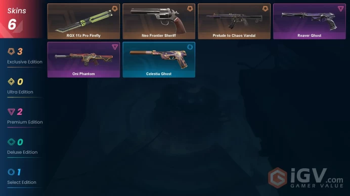 EU | 6 Skins | Full Acces | Chaos Vandal | Oni Phantom | Rgx11z Pro Firefly | Neo Frontier Sheriff |