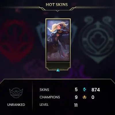 #119 [NO EMAIL ACCESS] - RU - 9 CHAMPIONS - 5 SKINS - 874 BLUE ESSENCE - LAST PLAY DECEMBER 2021 - SAFE 100% - WARRANTY