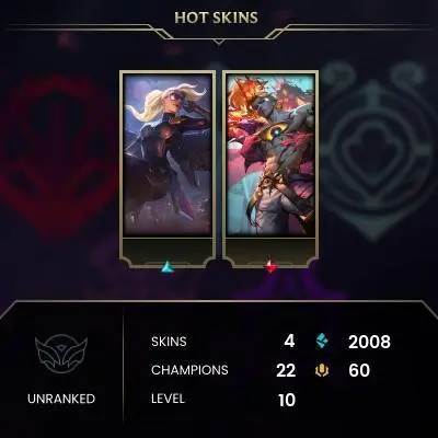 #123 [NO EMAIL ACCESS] - RU - 22 CHAMPIONS - 4 SKINS - 2008 BLUE ESSENCE - LAST PLAY MARCH 2023 - SAFE 100% - WARRANTY