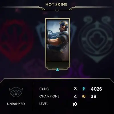 #127 [NO EMAIL ACCESS] - RU - 4 CHAMPIONS - 3 SKINS - 4026 BLUE ESSENCE - LAST PLAY MARCH 2022 - SAFE 100% - WARRANTY