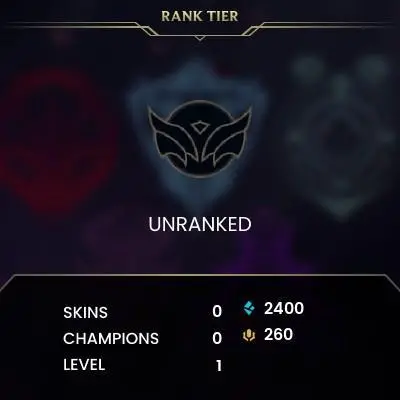 #201 [NO EMAIL ACCESS] - RU - 0 CHAMPIONS - 0 SKINS - 2400 BLUE ESSENCE - LAST PLAY DECEMBER 2020 - SAFE 100% - WARRANTY