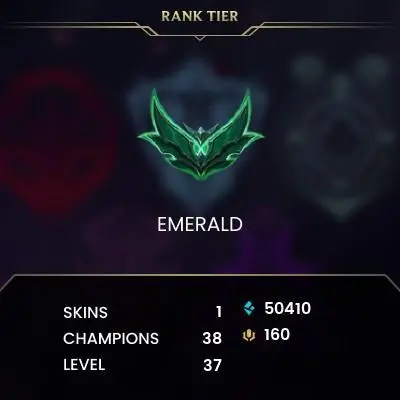 [EUW] Season 2026 - Emerald 4 -7LP- - 66 Winrate - 50K Be - Honor 4 - 21 Skin Shard - High MMR -  Instant