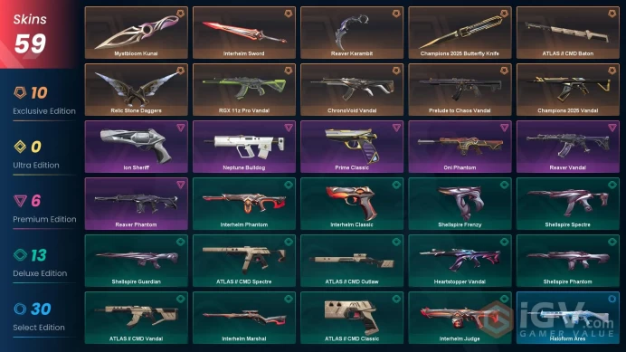 NA/USA 38250 Champions 2025 Vandal Champions 2025 Butterfly Knife Relic Stone Daggers RGX 11z Pro Vandal Ion Sheriff Prime Classic Reaver Karamb