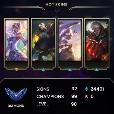 EUW / S16 DIAMOND IV /PRESTIGE LEBLANC / 99 CHAMPS / 32 SKINS / 19W/24L / 40%+WR / HONOR 4 / CHANGEABLE EMAIL / 24/7 DELIVERY #L1/100726O21