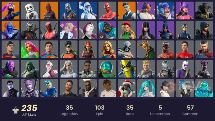 [PC] 235 skins | OG STW | Blue Squire | Royale Knight | Rogue Agent | Arcane Vi | Naruto Uzumaki | Midas | Vi | Gear Specialist Maya | -900 VB