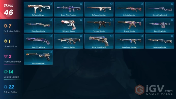 EU [ 46 TOP SKINS + 3 KNIFE ] Evori's Spellcaster + Primordium Vandal + Singularity Vandal + Prelude to Chaos Vandal / full acces