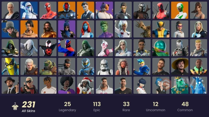 [ALL PLATFORMS]-225 Skin-268 Pickaxes-221 Emote-182 Gliders-Lara Croft-Galaxy Scout-Midas-MrBeast-Black Ranger-Lionel Messi-FULL ACCESS-