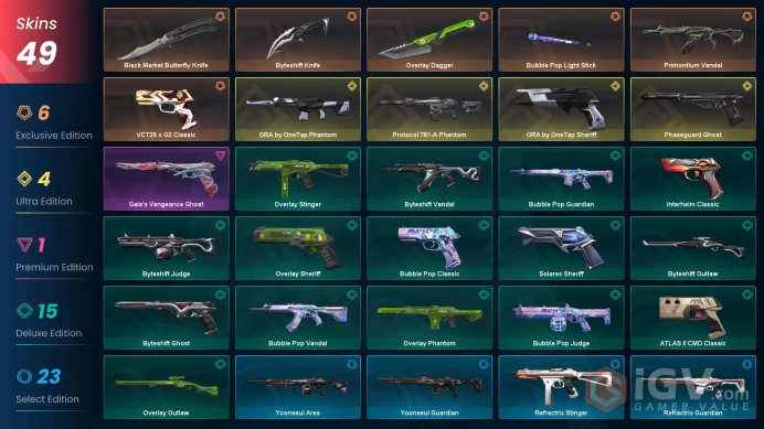 EU | 49 skins | Black.Market Butterfly Knife | Protocol 781-A Phantom | Byteshift Knife | ORA by OneTap Phantom | Primordium Vandal | M2496