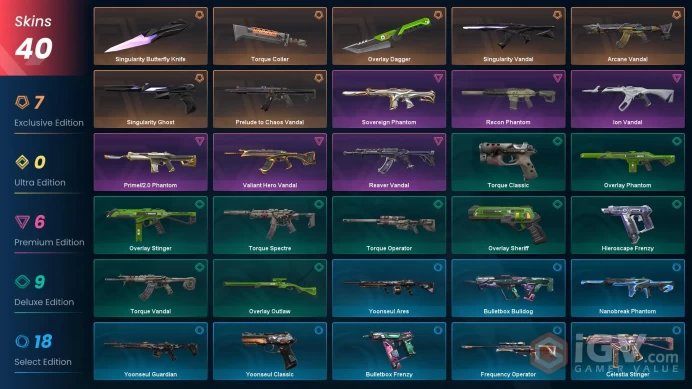 EU 40 skins 3 Knives/ Arcane Vandal / Prelude to Chaos Vandal / Singularity Vandal / Recon PhantomMxa219