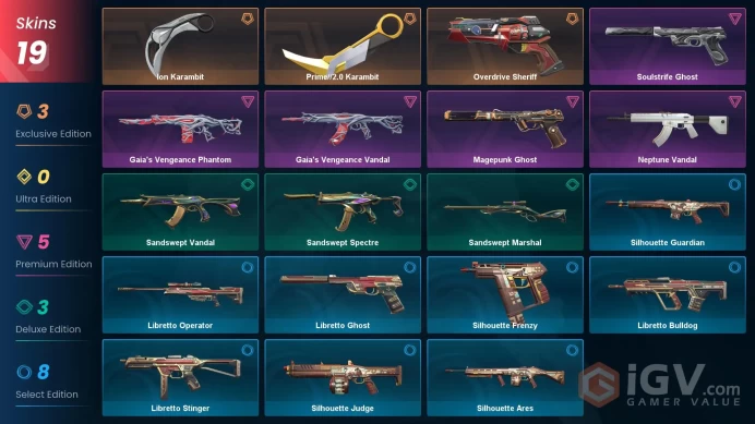 EU 19 skins / Ion Karambit / Prime//2.0 Karambit / Gaia's Vengeance Vandalmshk119