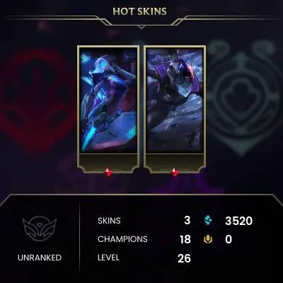 #238 [NO EMAIL ACCESS] - NA - 18 CHAMPIONS - 3 SKINS - 3520 BLUE ESSENCE - LAST PLAY AUGUST 2021 - SAFE 100% - WARRANTY