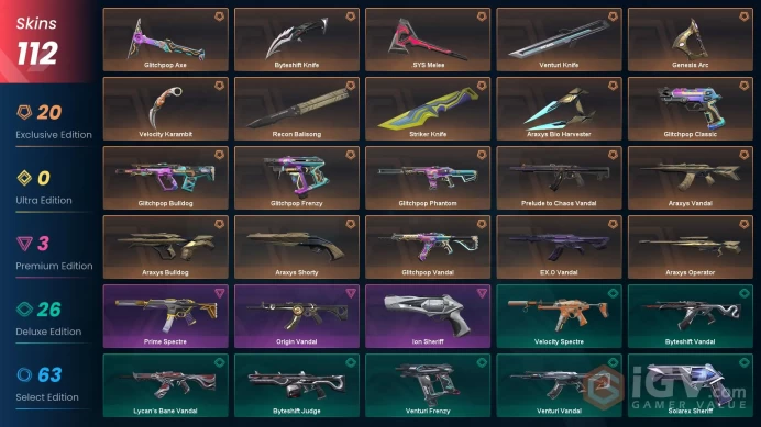 [ASIA] 112 Skins | 9 Knife | Full Acces | Recon Balisong / Glitchpop Axe / Araxys Bio Harvester / Araxys Operator / Araxys Vandal |