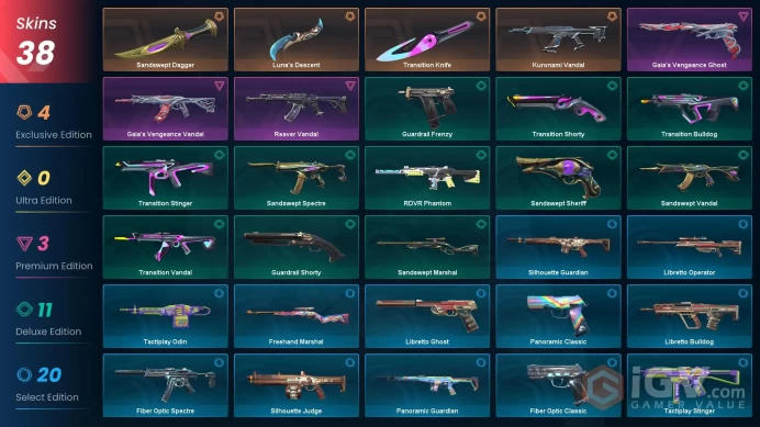 Eu/Full Access/Ranked Ready/Kuronami Vandal + Luna's Descent + Gaia's Vengeance Ghost + Gaia's Vengeance Vandal + Reaver Vandal + 33 more