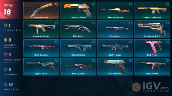 [ASIA] 16 Skins | 1 Knife | Full Acces | Composite Knife / Composite Phantom / Blush Operator / Composite Sheriff |