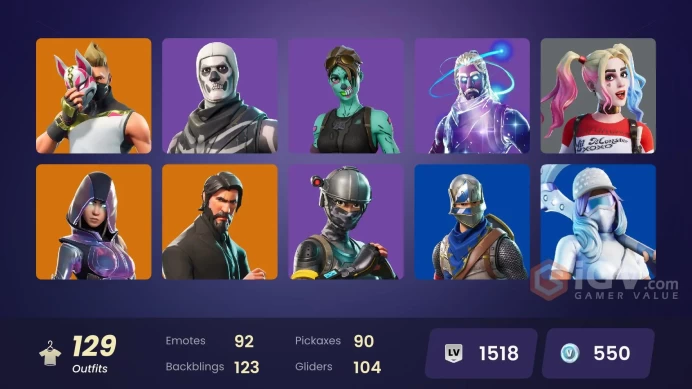 [PC/PSN/XBOX/SWITCH] 129 skins | Galaxy | The Reaper | Glow | Take The L | Royale Knight | Elite Agent | Fade | Hybrid