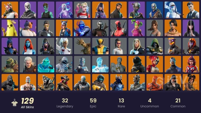 [PC/PSN/XBOX/SWITCH] 129 skins | Galaxy | The Reaper | Glow | Take The L | Royale Knight | Elite Agent | Fade | Hybrid