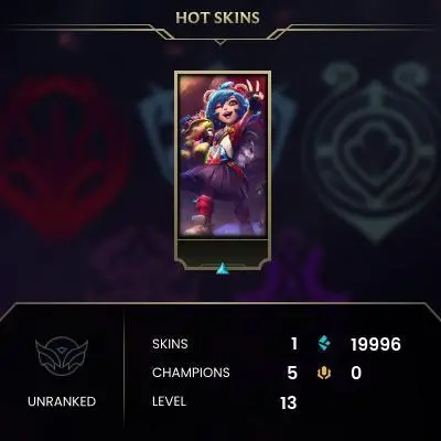 #347 [NO EMAIL ACCESS] - NA - 5 CHAMPIONS - 1 SKINS - 19996 BLUE ESSENCE - LAST PLAY DECEMBER 2021 - SAFE 100% - WARRANTY