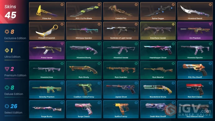 [LA] - SKINS 45 - KNIFE 6 - Elderflame Vandal - Glitchpop Operator - RGX 11z Pro Blade - FULL ACCESS - INSTANT DELIVERY